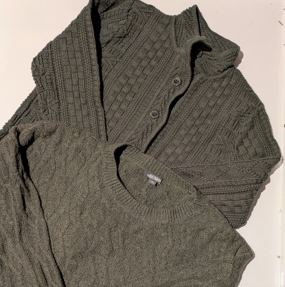 L.L.Bean & Wild Fable Two Green Sweaters Size XSmall